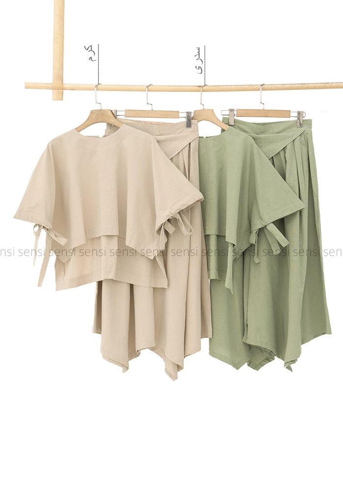 ست شومیز دامن شلواری لینن کد1005445